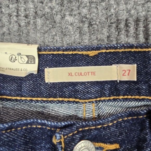 Levis XL Culotte Jeans Womens 27 Dark Wash Wide Leg Cropped 100% Cotton NEW - Picture 5 of 16